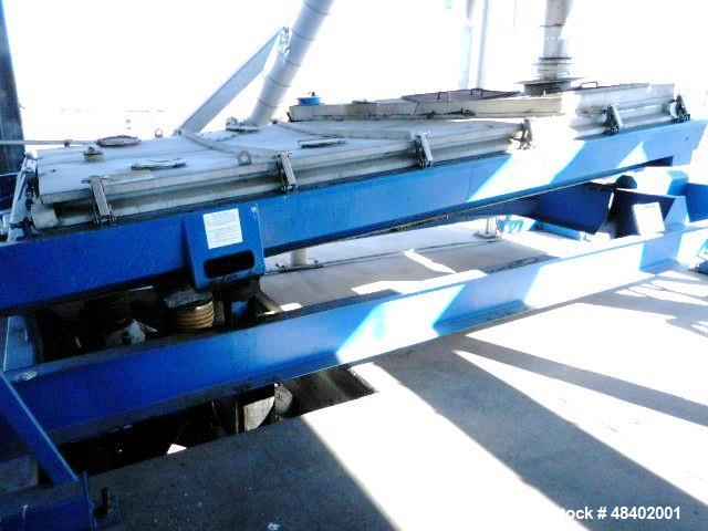 Used Rotex Screener, Model 5722DA-AASS, Stainless Steel. 80” Wide x 144” long double deck, 3 separation. Clamp down top cover. Approximate 80 square feet screen area. Driven by a 7.5hp, 3/60/230/460 ...