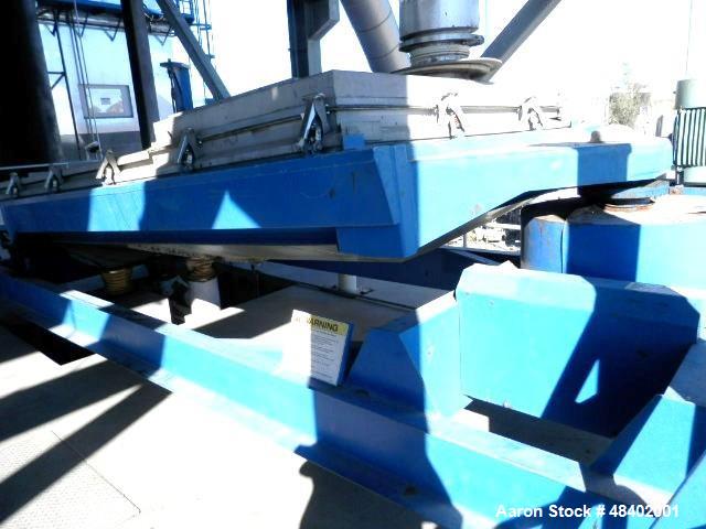 Used Rotex Screener, Model 5722DA-AASS, Stainless Steel. 80” Wide x 144” long double deck, 3 separation. Clamp down top cover. Approximate 80 square feet screen area. Driven by a 7.5hp, 3/60/230/460 ...