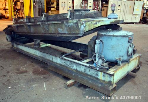 Used Rotex Screener, Model 802A, Carbon Steel. 40” Wide x 84” long double deck, 3 separation. 23.3 Square feet screen area, 3” screen motion. Clamp down top cover, (3) bottom outlets. Driven by a 5 h...