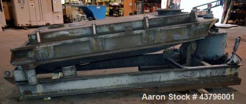 Used Rotex Screener, Model 802A, Carbon Steel. 40” Wide x 84” long double deck, 3 separation. 23.3 Square feet screen area, 3” screen motion. Clamp down top cover, (3) bottom outlets. Driven by a 5 h...
