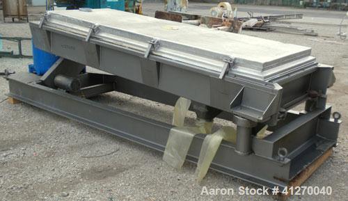 Used Rotex Screener, Model 803A-AL/SS, 304 Stainless Steel. Approximately 40" wide x 84" long triple deck, 4 seperation. Clamp down aluminum top cover, 4 bottom outlets. 23.3 square feet screen area,...
