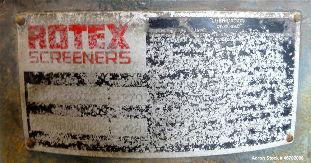 Used Rotex Screener, Model 811ASS/SS,