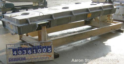 Used Rotex cooler, model 81C50. 304 stainless steel. Approximately 48" wide x 12' long carbon steel jacketed bed. Nominal 50 square feet cooling area, 3" diameter cooler motion stroke, maximum 100 ps...