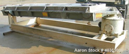 Used Rotex cooler, model 81C50. 304 stainless steel. Approximately 48" wide x 12' long carbon steel jacketed bed. Nominal 50 square feet cooling area, 3" diameter cooler motion stroke, maximum 100 ps...