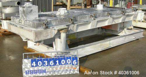 Used Rotex Cooler, Model 81C50, 304 Stainless Steel. Approximately 48" wide x 12' long carbon steel jacketed bed. Nominal 50 square feet cooling area, 3" diameter cooler motion stroke, maximum 100 ps...