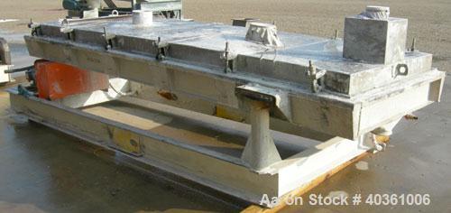 Used Rotex Cooler, Model 81C50, 304 Stainless Steel. Approximately 48" wide x 12' long carbon steel jacketed bed. Nominal 50 square feet cooling area, 3" diameter cooler motion stroke, maximum 100 ps...