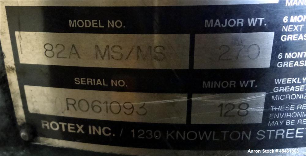 Used- Rotex Rectangular Screener Model 82A MS/MS