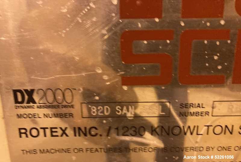 Used Rotex Model 82D SAN Stainless Steel Screener – 40" x 120" Single Deck Sanitary Separator