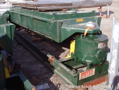 Used Rotex Screener, Model 83GP, Carbon Steel. 40" Wide x 120" long triple deck, 4 separation. Clamp down top cover, bottom outlets. 33.3 Square feet screen area, 3" screen motion. Driven by a hp mot...