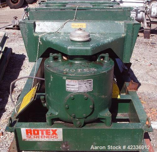 Used Rotex Screener, Model 83GP, Carbon Steel. 40" Wide x 120" long triple deck, 4 separation. Clamp down top cover, bottom outlets. 33.3 Square feet screen area, 3" screen motion. Driven by a hp mot...