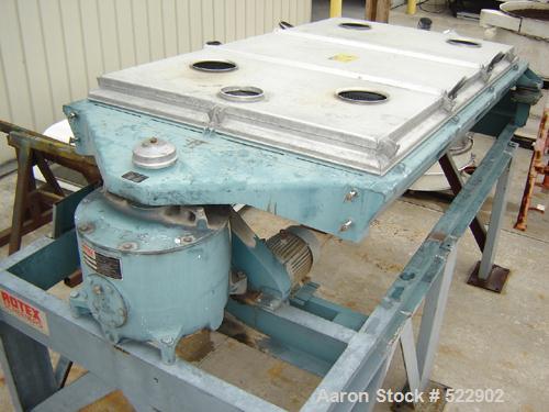 USED: 60" x 84" two deck Rotex screener, model 842A-AL/SS. Automatictension design. Major weight 301, minor weight 147. Aluminum cover,aluminum screen frames. Stainless steel pan. Reported in excelle...