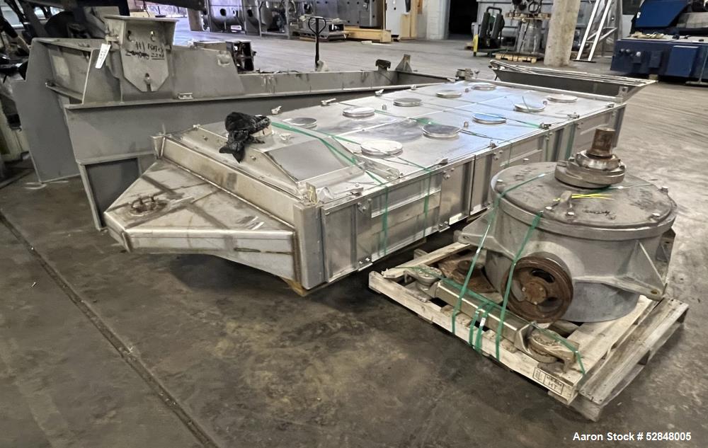 Used Rotex Apex Stainless Steel Rectangular Screener, Model A5G55-2, 304 Stainless Steel. Approximate 55 square feet total nominal screen area. 2 Screen surfaces. Requires a 7.5hp, 3/60/230/460 volt,...