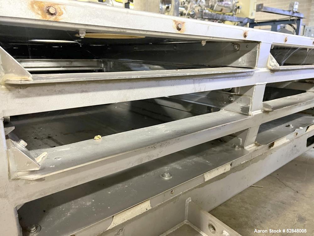 Used Rotex Apex Stainless Steel Rectangular Screener, Model A5G55-2, 304 Stainless Steel. Approximate 55 square feet total nominal screen area. 2 Screen surfaces. Requires a 7.5hp, 3/60/230/460 volt,...