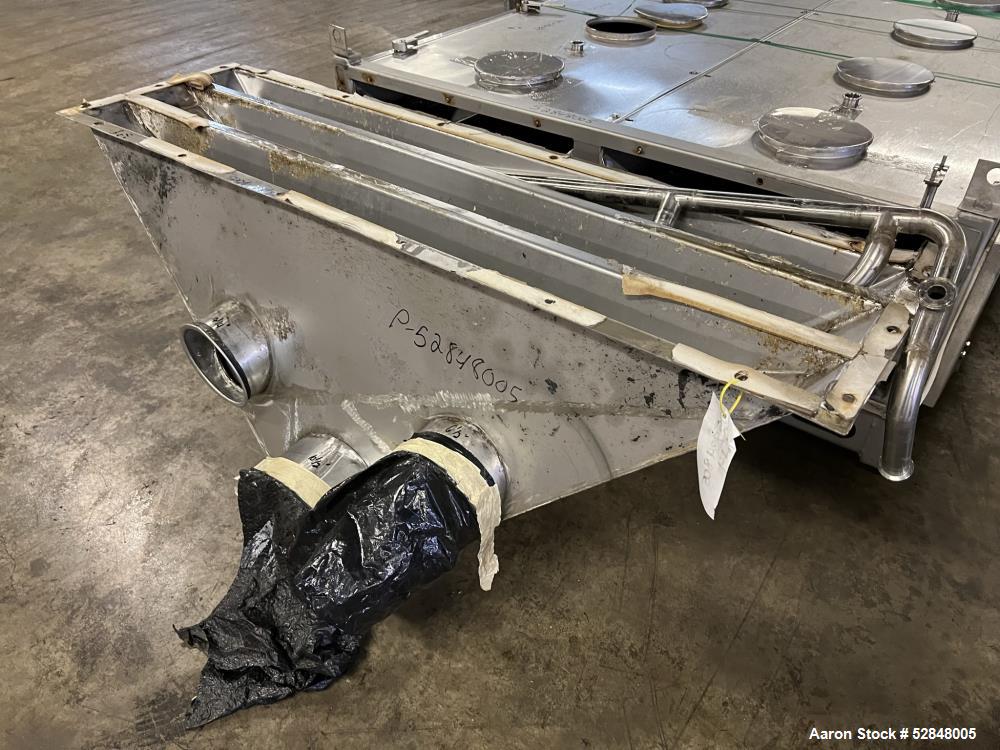 Used Rotex Apex Stainless Steel Rectangular Screener, Model A5G55-2, 304 Stainless Steel. Approximate 55 square feet total nominal screen area. 2 Screen surfaces. Requires a 7.5hp, 3/60/230/460 volt,...