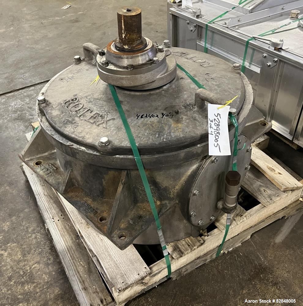 Used Rotex Apex Stainless Steel Rectangular Screener, Model A5G55-2, 304 Stainless Steel. Approximate 55 square feet total nominal screen area. 2 Screen surfaces. Requires a 7.5hp, 3/60/230/460 volt,...