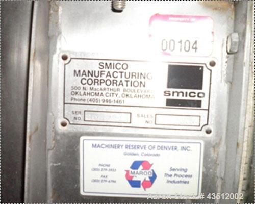 Used Simco Model 364-ID-VDC3, 2' wide x 4' long single deck screener, screen deck opening approximately 1/8", stainless steel contact parts, belt driven 1 hp 3/60/230-460V 1739 rpm motor.