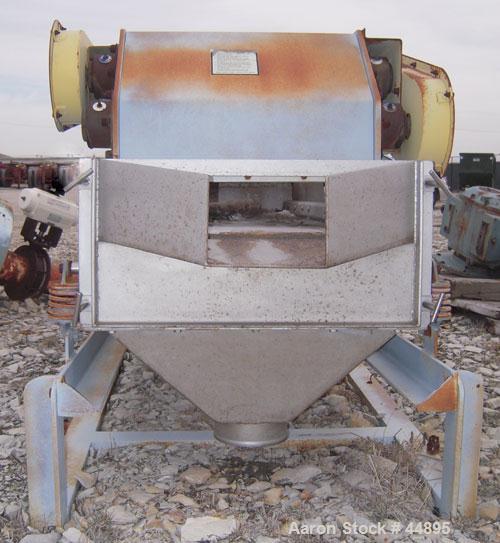 USED:  Smico Rectangular Vibratory Screener, 304 Stainless Steel.  Approximately 21" wide x 72" long uphill, single deck, no top cover.  6" end bottom fines outlet. Driven by (2) top mounted 1/2 HP,3...