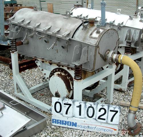 USED:Simplicity horizontal vibratory screener/scalper, model 2185-HSJA2, 316 stainless steel. Double deck 18" wide x 60" long. Domed top bolt-on cover. 4" end inlet, 6" fines bottom, 10" overs outlet...