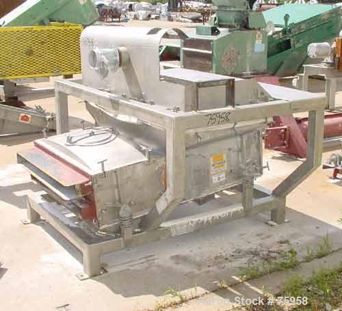 USED: Smico model 364-1D-VDC 3' wide x 4' long double deck screener. Top deck has approximately 1/4" square screen openings, bottom deck has approximately 1/8" square screen openings. All stainless s...