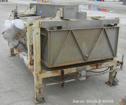 Used Sweco Full Flow Ellipitical Motion Rectangular Separator, Model EM-3A, Pre-Tension Screen Design, 304 Stainless Steel. Approximately 46" wide x 9' long. Approximately 30 square feet surface area...