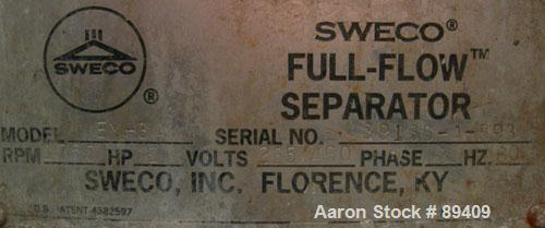USED: Sweco Full Flow Ellipitical Motion Rectangular Separator, model EM-3A, pre-tension screen design, stainless steel. Approximately 46" wide x 9' long. Approximately 30 square foot surface area. 3...