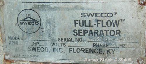 USED: Sweco Full Flow Ellipitical Motion Rectangular Separator, model EM-3A, pre-tension screen design, stainless steel. Approximately 46" wide x 9' long. Approximately 30 square foot surface area. 3...