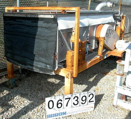 Used Sweco Full Flow Separator, Model RM3A, 316 Stainless Steel. 4' Wide x 9' long deck with 3 sections of screen, designed for wet process, 6" inlet, bottom coned tray discharge with 6" outlet, top ...