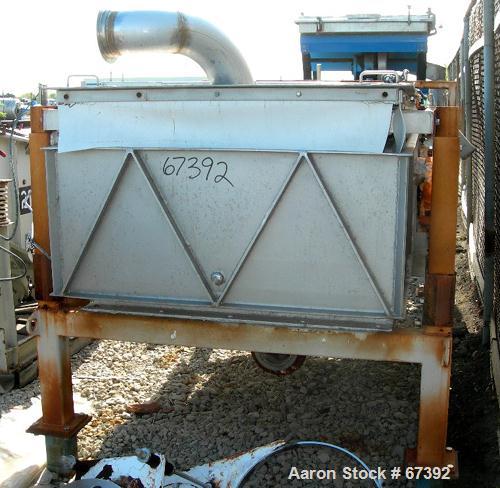 Used Sweco Full Flow Separator, Model RM3A, 316 Stainless Steel. 4' Wide x 9' long deck with 3 sections of screen, designed for wet process, 6" inlet, bottom coned tray discharge with 6" outlet, top ...