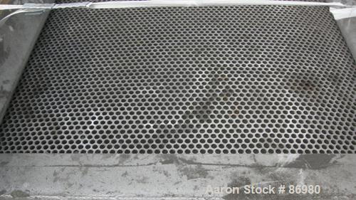 USED: Sweco full flow rectangular separator, stainless steel. 18" wide x 70" long single deck, (2) screen separations. Driven by (2)B.E.S.T. vibratory motors, 4/5 hp, 3/60/230/460 volt, 1120/1140 rpm...