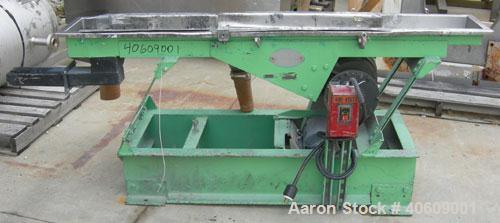 Used Witte Screener, 304 stainless steel. 10" wide x 71" long, 2 screening sections, 3 separation. Driven by 1 1/2 hp, 3/60/208-230/460 volt, 1725 rpm motor. Mounted on a carbon steel frame.