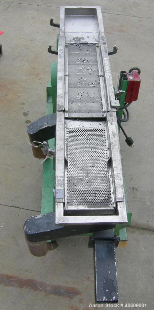 Used- Witte Screener, 304 stainless steel. 10" wide x 71" long, 2 screening sections, 3 separation. Driven by 1 1/2 hp, 3/60...