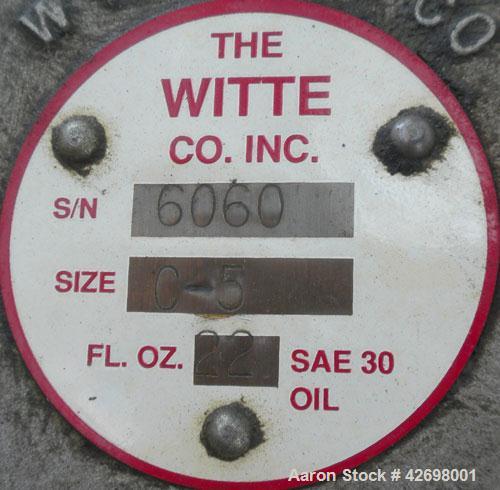 Used Witte Screener, 304 Stainless Steel. 35" Wide x 52" long, 2 separations. Includes a 24’’ long section of intake cover. Screener driven by 1 hp, 3/60/230/460 volt, 1720 rpm motor thru a Witte Siz...