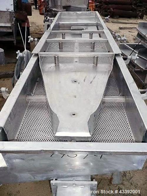 Used Witte Classifying Screen, Stainless Steel. Approximate 22” x 102”, 2 deck classification. Includes 2 screen decks, missing fines screen deck.