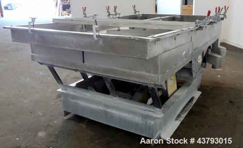Used Witte 2 Deck Classifier, 304 Stainless Steel. Approximately 61” x 108” long, dual screening sections with removable screens, approximate 66" long. Includes a motor and dual vibrator. Mounted on ...