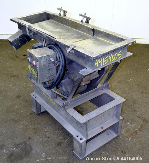 Used Witte Screener, 304 Stainless Steel. 12" Wide x 41" long. 2 Separation with an approximate 20" long perforated section. Driven by an approximate 1/4hp motor. Mounted on a carbon steel frame.