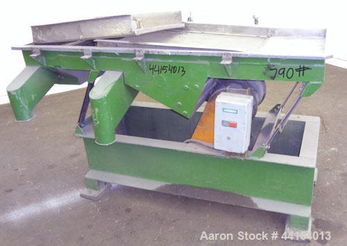 Used Witte Screener, 304 Stainless Steel. 22” Wide x 64” long. 3 Separation with (2) perforated sections. Driven by a 1/2hp, 3/60/208-230/460 volt, 1725 rpm motor with a size C3 vibrator. Mounted on ...