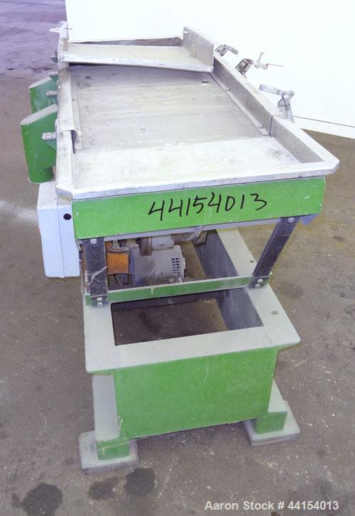 Used Witte Screener, 304 Stainless Steel. 22” Wide x 64” long. 3 Separation with (2) perforated sections. Driven by a 1/2hp, 3/60/208-230/460 volt, 1725 rpm motor with a size C3 vibrator. Mounted on ...