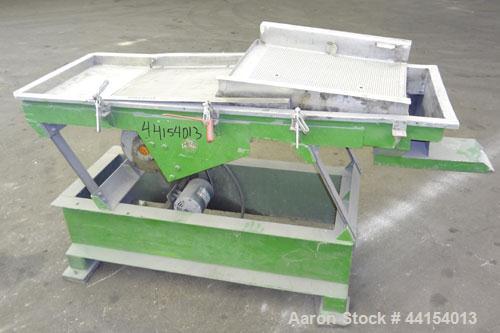 Used Witte Screener, 304 Stainless Steel. 22” Wide x 64” long. 3 Separation with (2) perforated sections. Driven by a 1/2hp, 3/60/208-230/460 volt, 1725 rpm motor with a size C3 vibrator. Mounted on ...