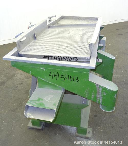 Used Witte Screener, 304 Stainless Steel. 22” Wide x 64” long. 3 Separation with (2) perforated sections. Driven by a 1/2hp, 3/60/208-230/460 volt, 1725 rpm motor with a size C3 vibrator. Mounted on ...