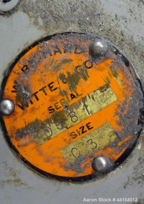 Used Witte Screener, 304 Stainless Steel. 22” Wide x 64” long. 3 Separation with (2) perforated sections. Driven by a 1/2hp, 3/60/208-230/460 volt, 1725 rpm motor with a size C3 vibrator. Mounted on ...