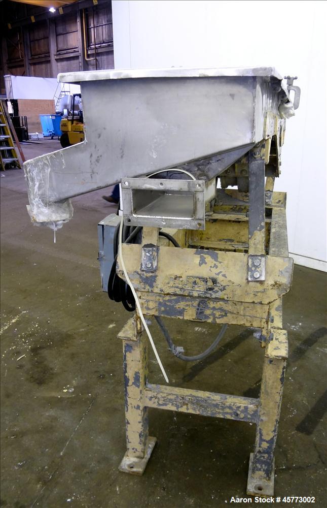 Used Witte Screener, 304 Stainless Steel. Single Deck, 2 separation. Approximately 16" wide x 31" long screen section. Driven by a 0.75 hp, 208-23-460 volt, 1725 rpm motor. 6" x 2.5" Bottom outlet. S...