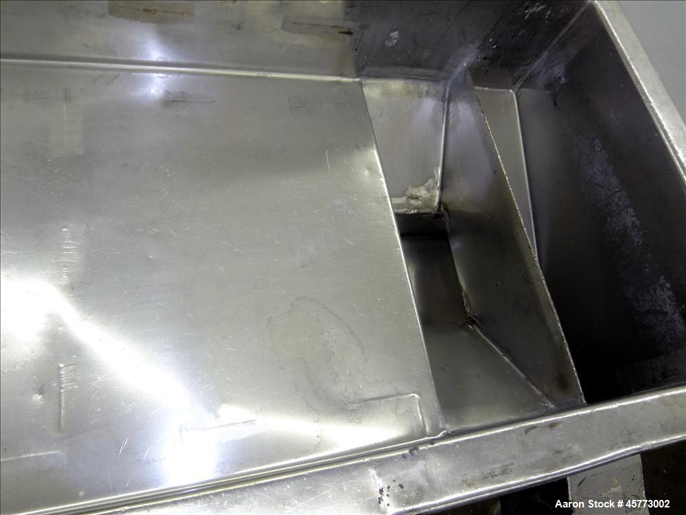Used Witte Screener, 304 Stainless Steel. Single Deck, 2 separation. Approximately 16" wide x 31" long screen section. Driven by a 0.75 hp, 208-23-460 volt, 1725 rpm motor. 6" x 2.5" Bottom outlet. S...