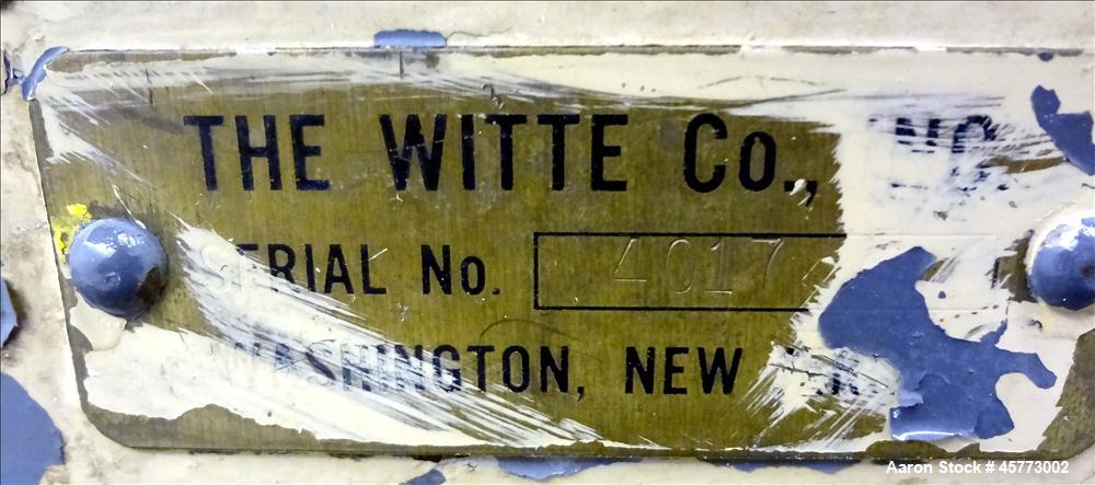 Used Witte Screener, 304 Stainless Steel. Single Deck, 2 separation. Approximately 16" wide x 31" long screen section. Driven by a 0.75 hp, 208-23-460 volt, 1725 rpm motor. 6" x 2.5" Bottom outlet. S...