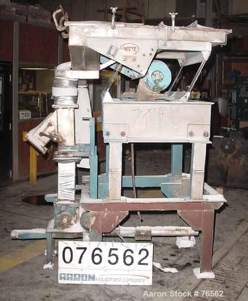 USED: Witte screen, 304 stainless steel. 42" wide x 51" long x 6-1/2" deep. Top opening 12" x 6" oval, 2 separations, no screens. Screener driven by (2) 1 hp, 230/460 and 208-230/460 volt, 1745 and 1...
