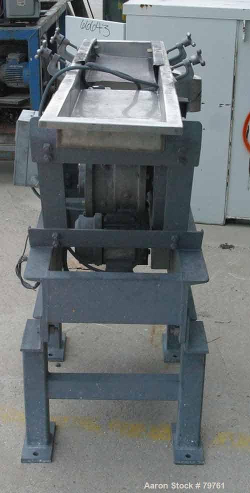 USED: Witte screen, stainless steel. 10" wide x 55" long, 2 separation (no screens). Screener driven by 1 hp, 3/60/230/460 volt, 1720 rpm motor. Mounted on a carbon steel frame.