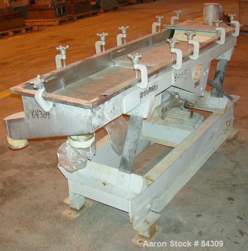 USED: Witte screener, 304 stainless steel, single deck, 2 separation. 16" wide x approximately 72" long, 1/4" diameter holes...