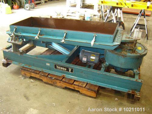 Used-Two Deck Young Screener, 24" x 48", size #20B. Screener is a two deck with carbon steel pan, nominal size 24" x 60". To...