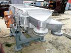 Used Carrier Classifying Screen, Model FTD2418S-6.6, Stainless Steel. Approximate 24” x 50” screen area, 2 deck classification. (2) 0.9 Amp, 460 volt motors, AC input. Includes (4) air cylinders to l...