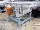 Used Carrier Classifying Screen, Model FTD2418S-6.6, Stainless Steel. Approximate 24” x 50” screen area, 2 deck classification. (2) 0.9 Amp, 460 volt motors, AC input. Includes (4) air cylinders to l...