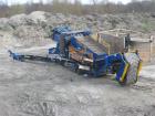 Used Fintec 640 3-way heavy duty scalping screen, mobile, with steel apron feeder, screen box 3650 x 1500 mm (12' x 5'), top deck with tines 100 mm (4